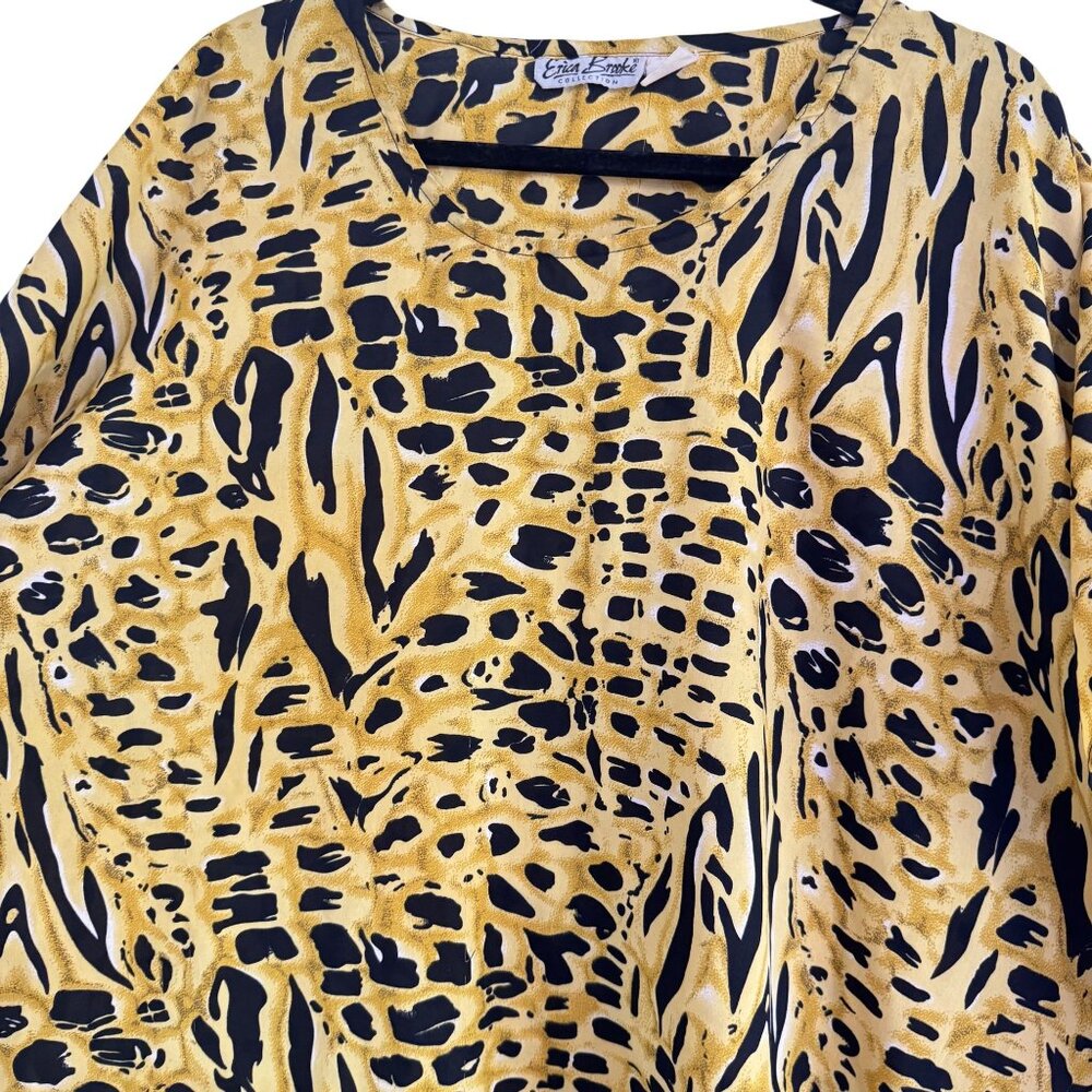 Vintage Erica Brooke Kaftan Dress Women's Animal Print Brown Chita Midi Size L - Picture 4 of 7